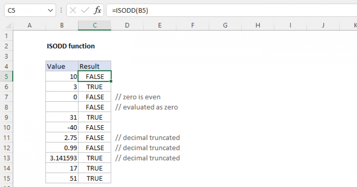 Excel ISODD function Exceljet